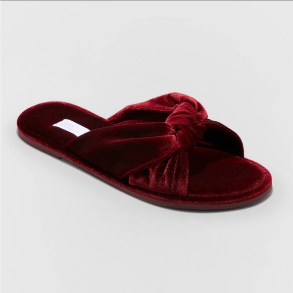 Women’s Gracie Velvet Slide Slippers in Burgundy by Stars Above - Picture 1 of 7